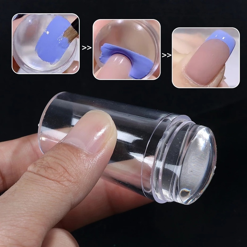 Bộ dụng cụ con dấu lăn đồ cạo lấy mẫu in hình trang trí móng tay chuyên nghiệp bằng silicon trong suốt