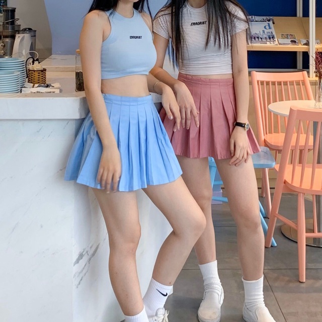 Váy ERRORIST xếp li tennis skirt màu hồng/xanh