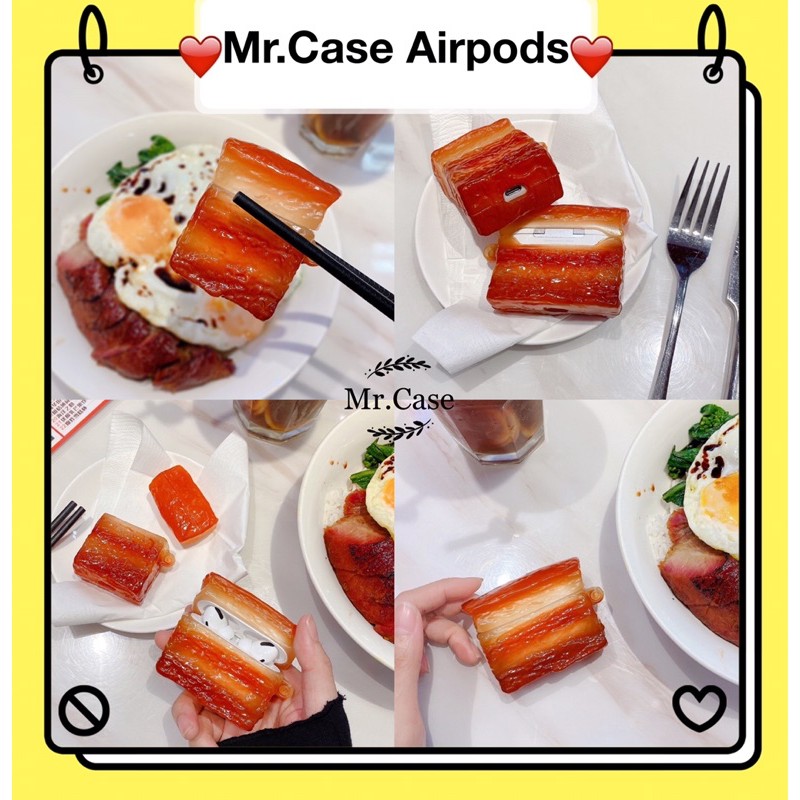 Case Airpods 1/2 Pro Vỏ Ốp Đựng Tai Nghe Miếng Thịt Ba Rọi Siêu Lạ - Mr.Case