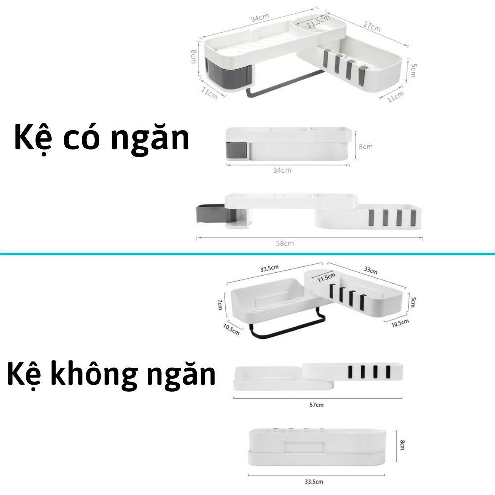 Kệ treo tường nhà tắm FUHO xoay 180° để đựng mỹ phẩm,kệ treo nhà bếp, làm bằng nhựa ABS