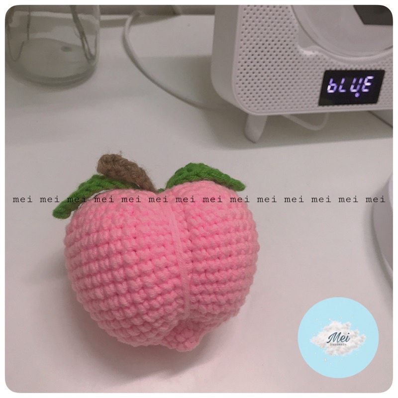 MÓC KHOÁ LEN TRÁI ĐÀO 🍑 Made by Mei- Móc khoá len handmade trái đào xinh xắn, phụ kiện Balo túi xách, hot trend