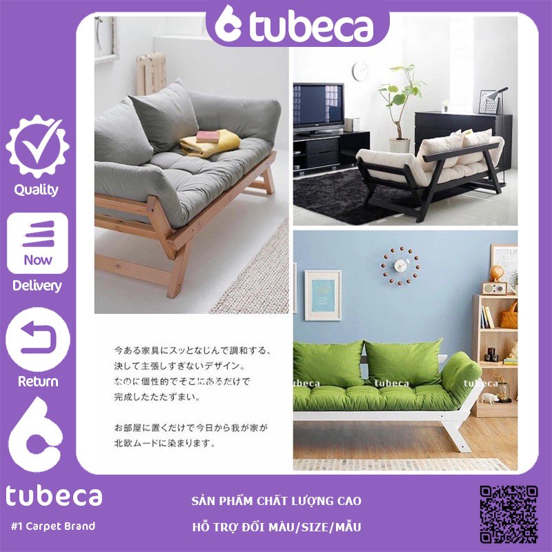 Sofa giường thông minh đa năng giá rẻ gấp gọn dễ dàng | Gỗ Thông cao cấp nhập khẩu | Dài 2m | TUBECA