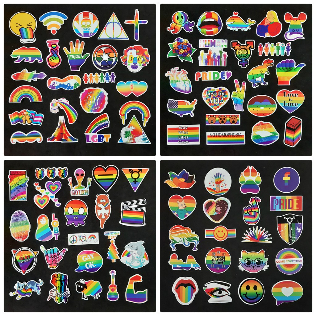 Bộ Sticker dán cao cấp chủ đề CẦU VỒNG LGBT - Dùng dán Xe, dán mũ bảo hiểm, dán Laptop...