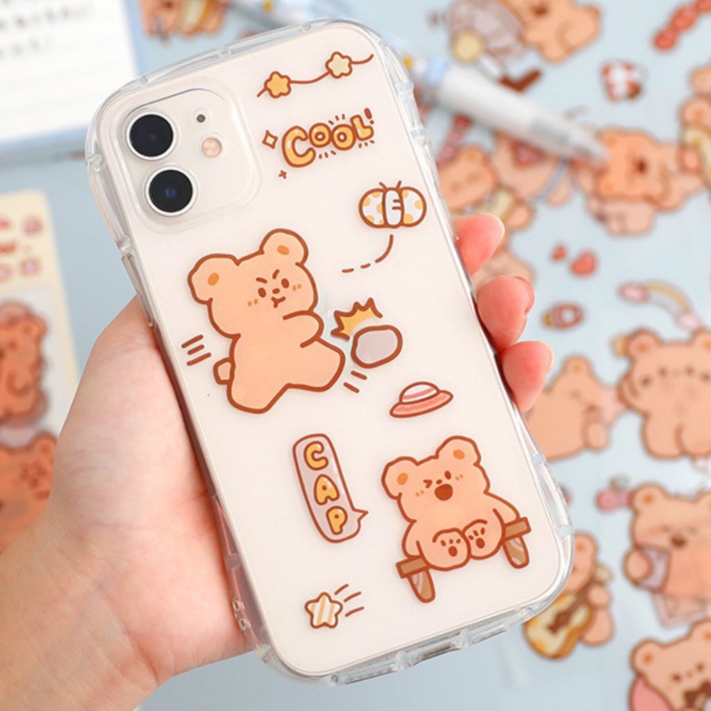 Sticker - Set 10 Tờ Sticker Nhựa Cream Rabbit And Bear Siêu Cute