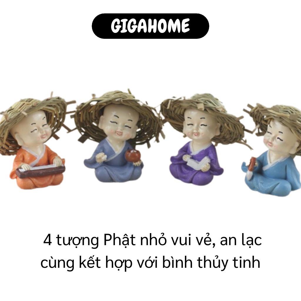 Bộ Tượng Chú Tiểu GIGAHOME Combo 4 Tượng Chú Tiểu Đội Nón Trang Trí Xe Hơi, Bàn Làm Việc 9657
