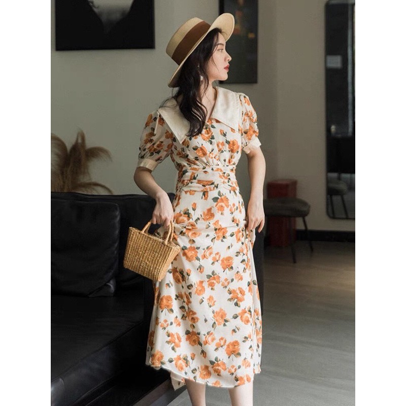 ⚡️BÁN SỈ⚡️Đầm hoa vintage màu vàng phối cổ trắng | BigBuy360 - bigbuy360.vn