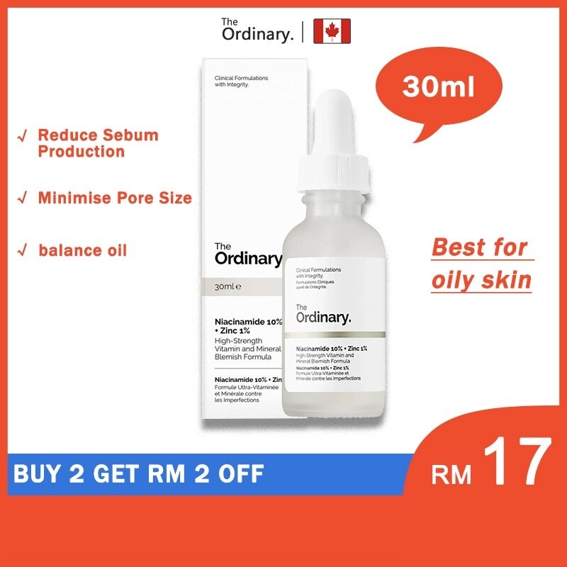 Serum The Ordinary Niacinamide 10% + Zinc 1% Giúp Cân Bằng Bã Nhờn Làm Sáng Da Thu Nhỏ Lỗ Chân Lông 30ml authentic