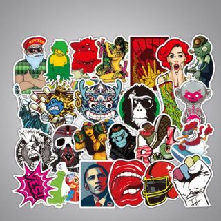 Sticker cán màng 40 cái ngẫu nhiên dán vali laptop mũ bảo hiểm