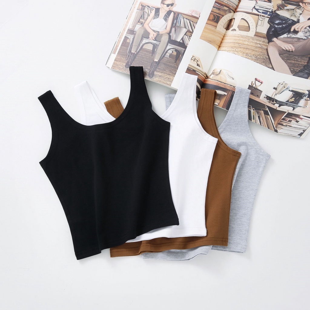Áo croptop nữ,ba lỗ thun ôm body tank top vải cotton co giãn tốt