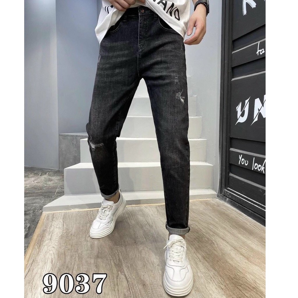 quần jean nam đen xám rách nhẹ 9037 có size đại