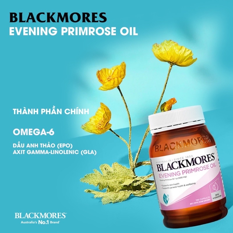 Tinh dầu hoa anh thảo Blackmores Evening Primrose Oil 190 viên đẹp da, chống lão hóa, cải thiện nội tiết tố nữ