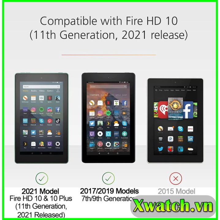 Bao da từ tính Kindle Fire HD8 HD8 Plus HD10 2017/2019/2021 10.1Inch hỗ trợ Smart cover