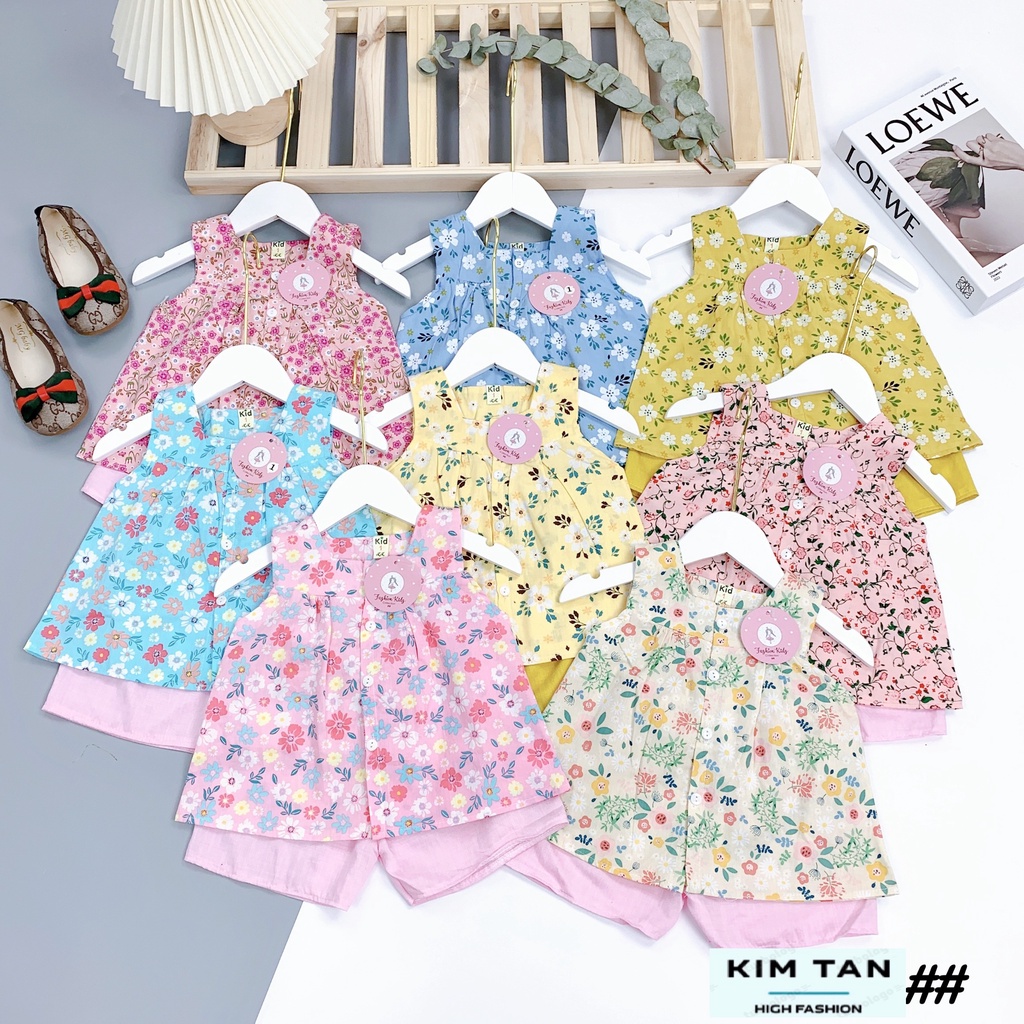 Bộ quần áo Hoa Nhí  ⚡FREESHIP⚡ Chất Thô Đũi Cho Bé Gái Thoải Mái, Thoáng Mát Ngày Hè