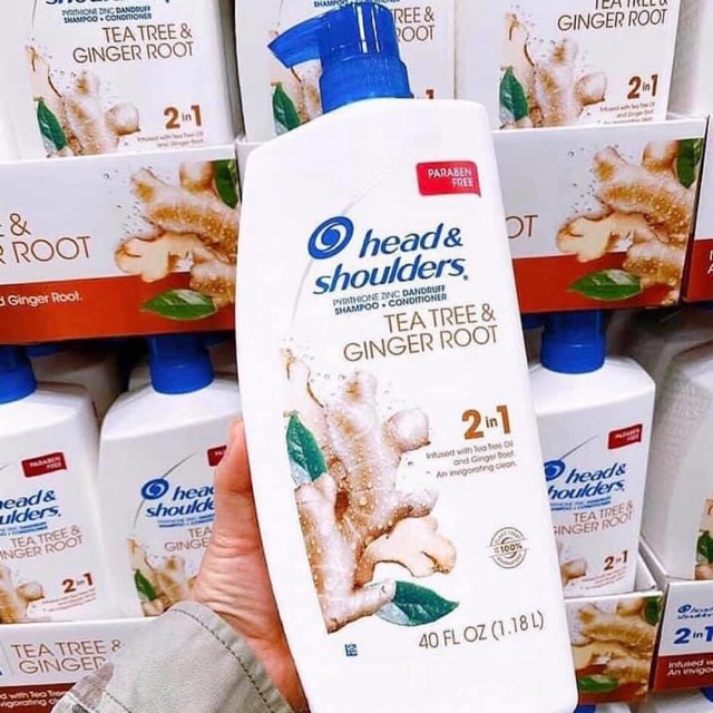 (AIR Mỹ) Dầu gội nam nữ ngừa gàu tràm trà head & shoulders Tea tree & Ginger Root chai 1,18 lít | BigBuy360 - bigbuy360.vn