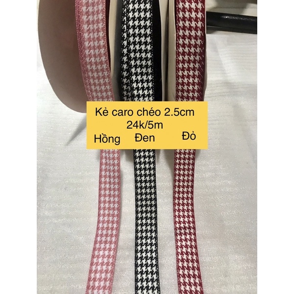 5m ruy băng kẻ caro chéo 2.5cm