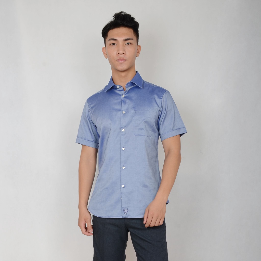 Áo sơ mi ngắn tay nam TUTO5 công sở, xanh trơn Slim fit Navy Short Sleeve Premium Shirt chống nhăn, thoáng mát 105723002