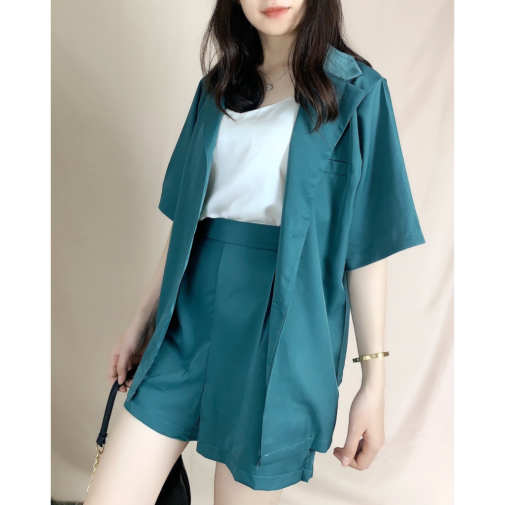 [Ảnh thật/Sẵn] Set vest 3 cúc dọc ngắn tay/Set blazer ngắn tay S2178 Dorastyle