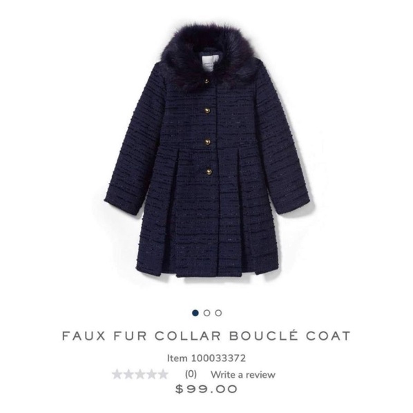 Áo khoác dạ dài cổ lông Janie and Jack