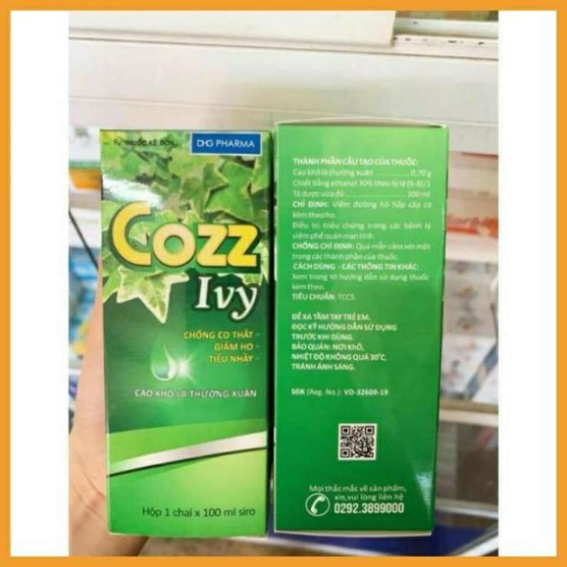 Siro ho Cozz Ivy DHG chai 100ml ⚡ CAM KẾT CHÍNH HÃNG ⚡ Siro uống giảm ho tiêu đờm an toàn và hiệu quả