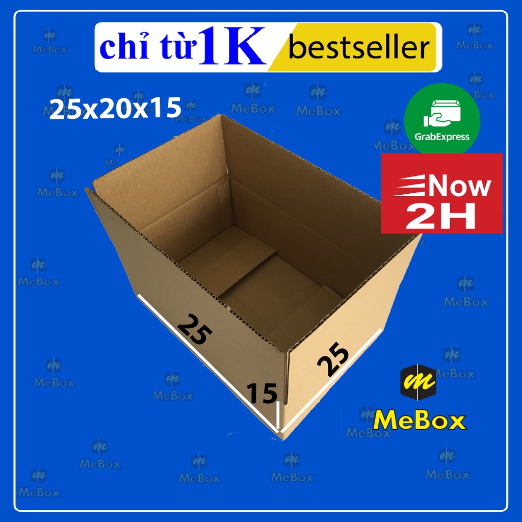 thùng hộp carton 25x20x15 bộ 100 không in