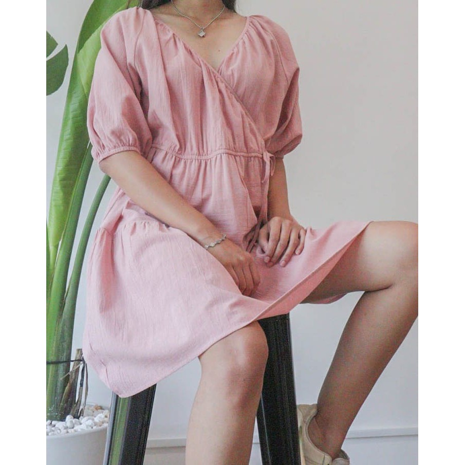 Đầm vạc chéo tay bồng, chun eo DOKESI  - Rosie Dress