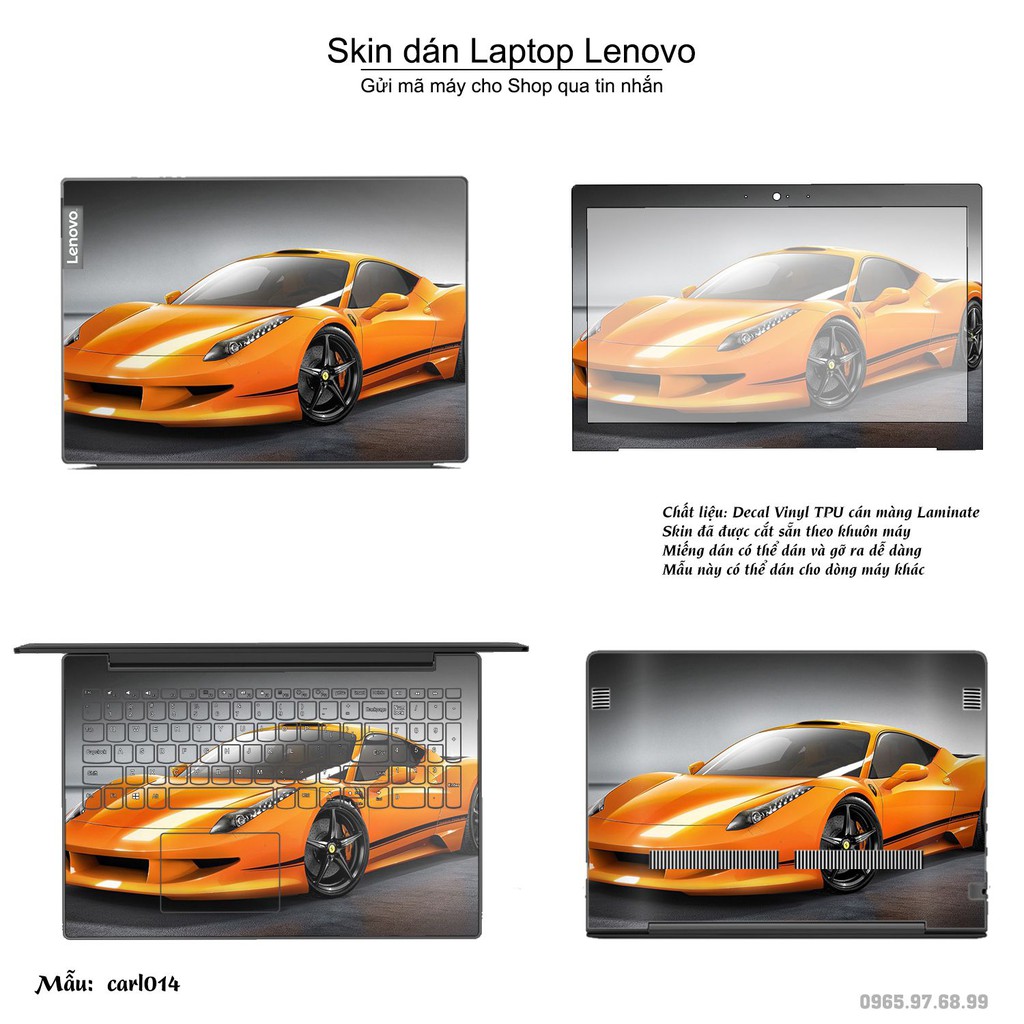 Skin dán Laptop Lenovo in hình xe hơi (inbox mã máy cho Shop)