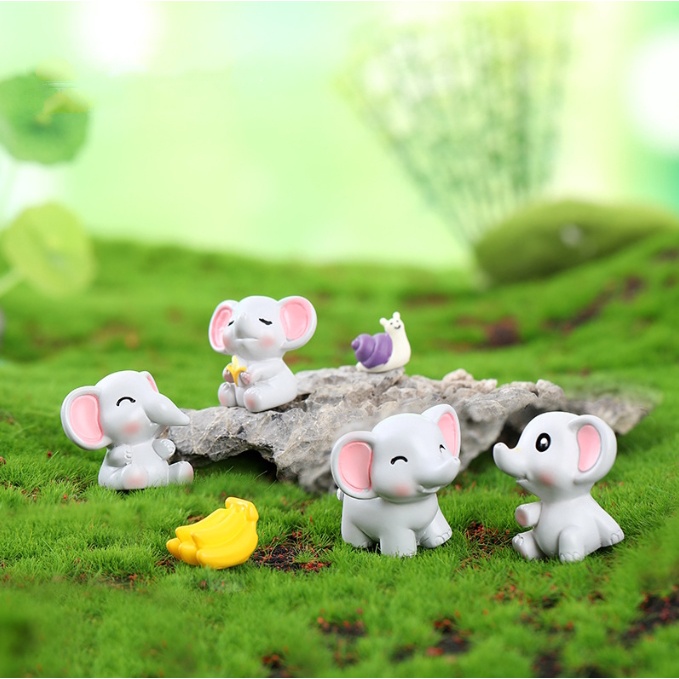 Mô hình voi con tinh nghịch trang trí tiểu cảnh, terrarium, DIY