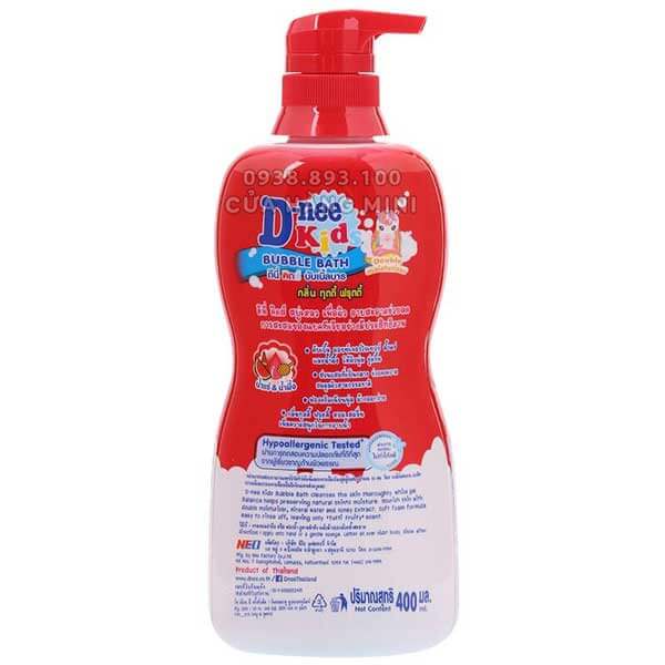 Sữa Tắm Dnee Kids Bubble Bath Hương Trái Cây Hình Kỳ Lân Màu Đỏ 400ml