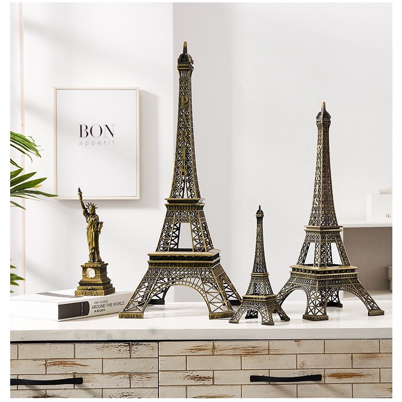MÔ HÌNH THÁP EIFFEL BẰNG THÉP KHÔNG GỈ CAO CẤP kích thước 32cm, 38cm, 48cm