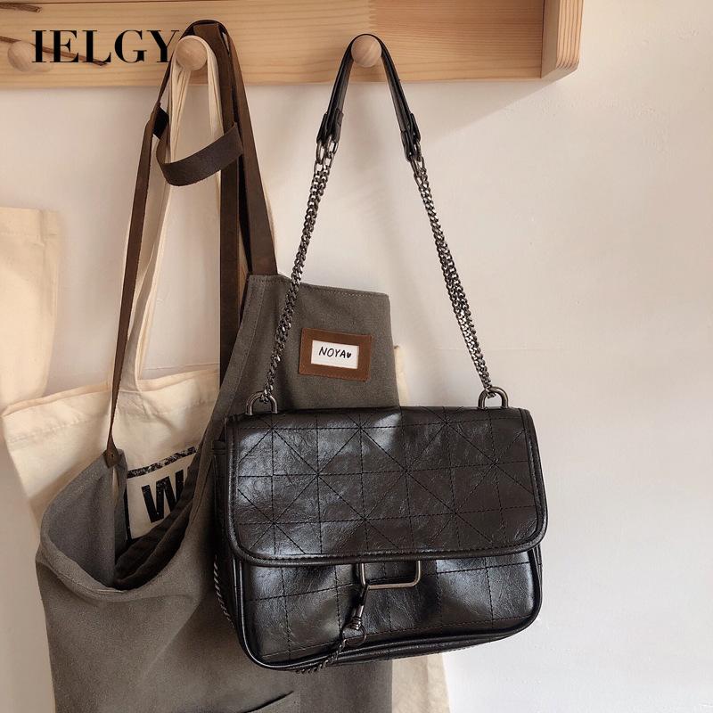 Túi đeo chéo IELGY thiết kế đơn giản hợp thời trang phối xích cho nữ