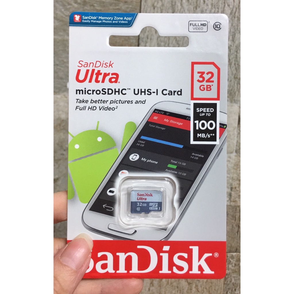 [Hỏa Tốc - HN] Thẻ nhớ MicroSD SanDisk Ultra 32GB/64GB/128GB Class 10 tốc độ 100 MB/s, Hàng chính Hãng, Bảo hành 5 năm
