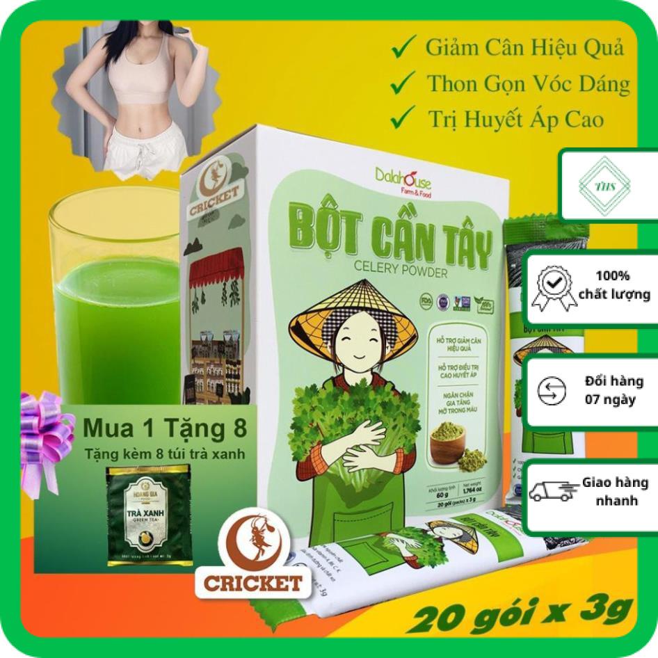 Bột cần tây nguyên chất sấy lạnh Dalahouse  giúp giảm cân, detox/Hộp 60g (20 túi x 3g)