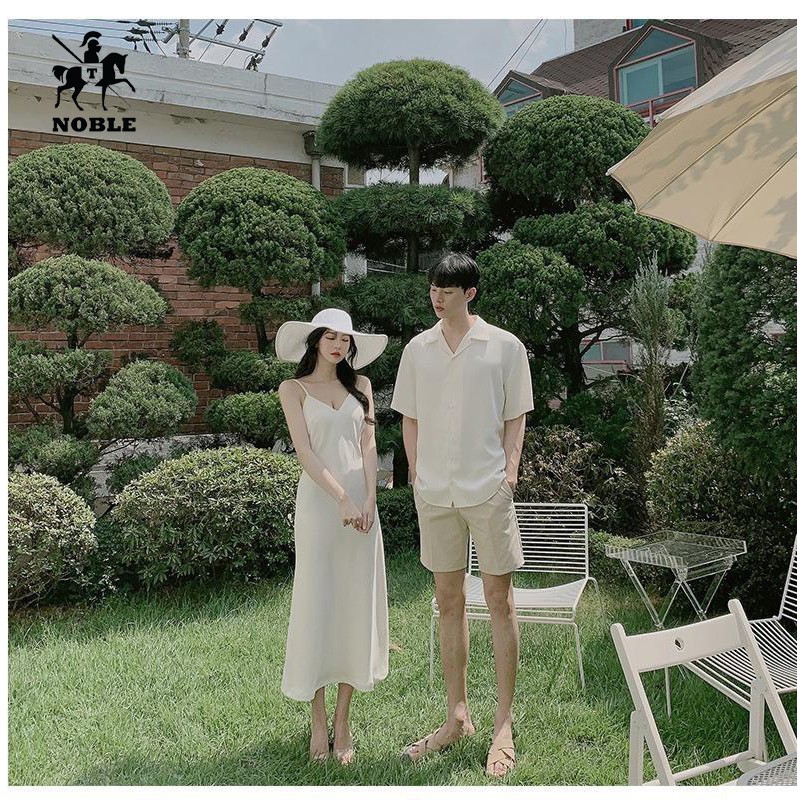 [Freeship] Set đồ đôi couple sơ mi nam - đầm nữ dự tiệc, chụp hình, du lịch phong cách thời trang Miamo NB11 (Kèm ảnh t