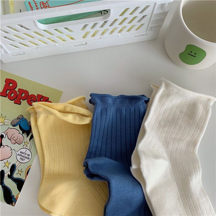 Vớ cotton cổ cao màu kẹo thời trang Hàn Quốc cho nữ