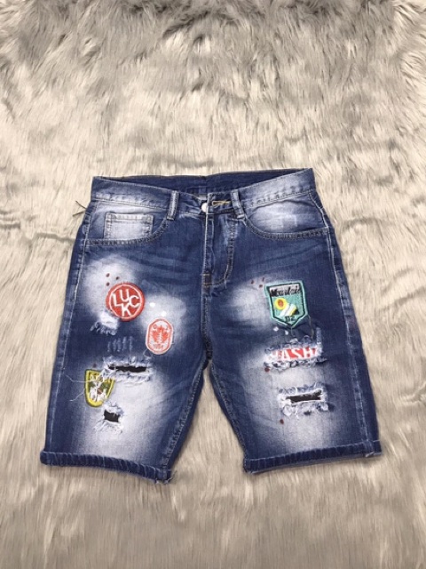 Quần short jean nam rách cao cấp 2 màu đen,xanh thêu họa tiết cao cấp | BigBuy360 - bigbuy360.vn