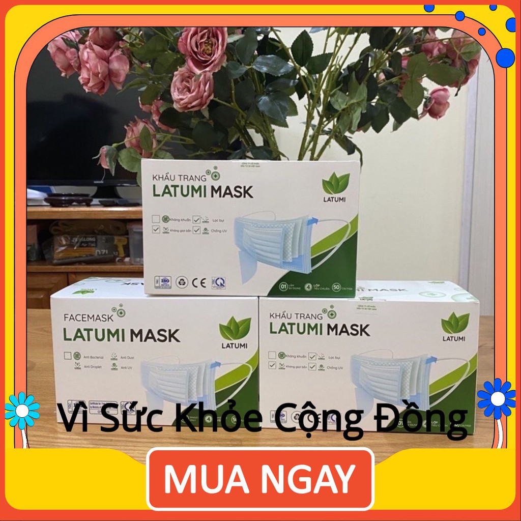 COMBO 3 HỘP Khẩu Trang Y Tế 4 Lớp Lọc Khuẩn LATUMI Cao Cấp Xuất Khẩu yoneshop01 | BigBuy360 - bigbuy360.vn