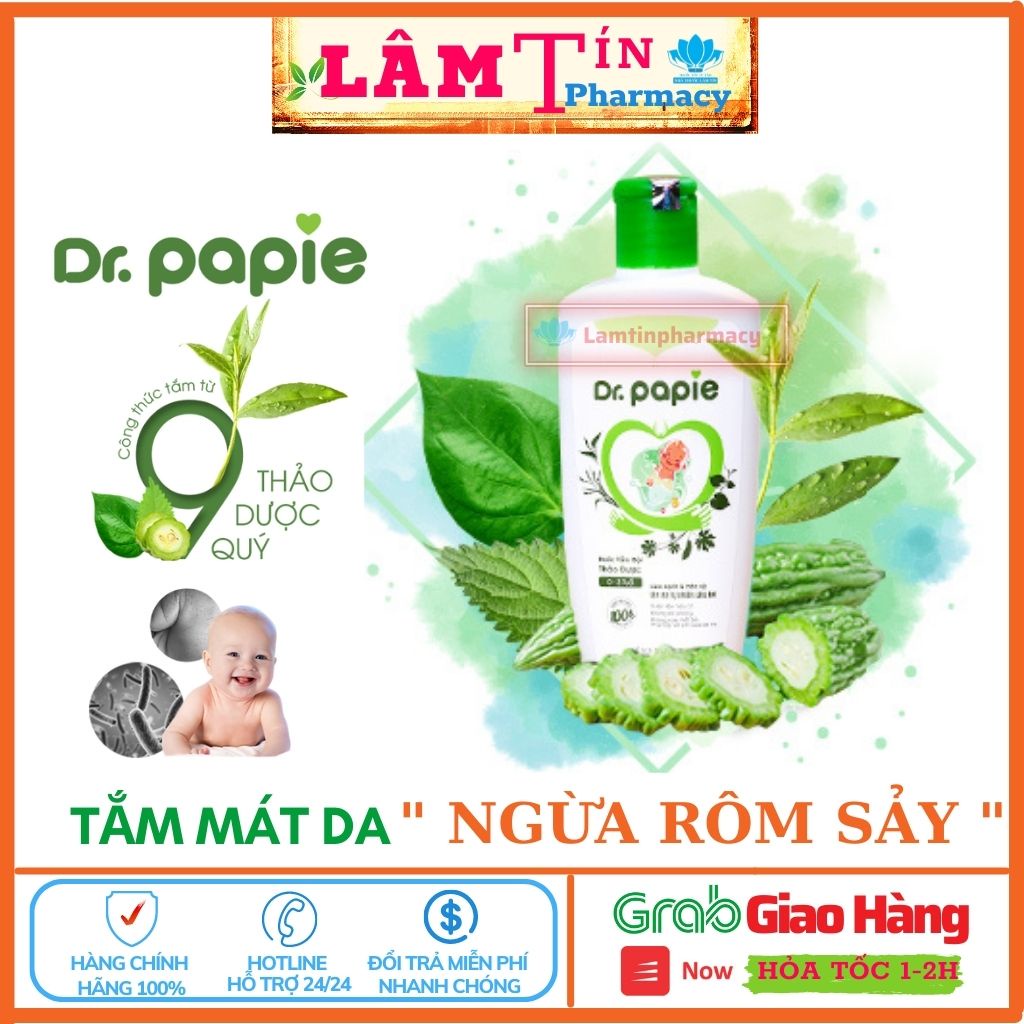 Nước Tắm Dr Papie Chính Hãng 100% Thảo Mộc Quý Tự Nhiên Giúp Cho Bé Ngăn Ngừa Và Giảm Các Vấn Đề Về Da Chai 230 ml