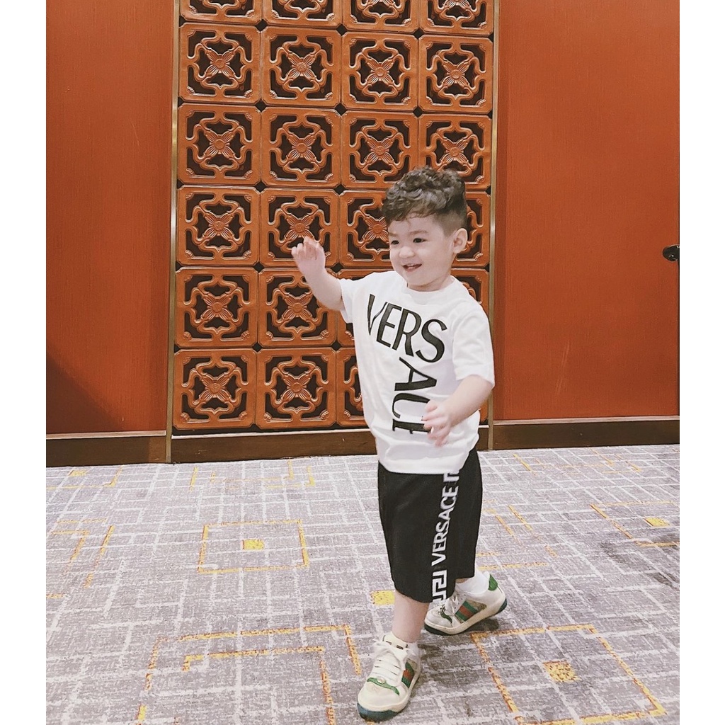 Áo thun tay lỡ Versace full tee cho bé , áo phông trẻ em unisex , Kid_genZ