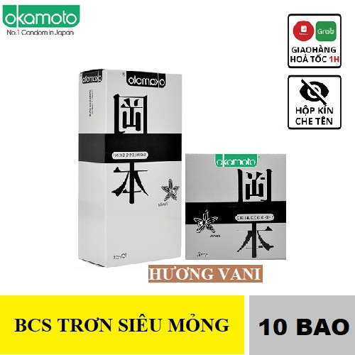 Bao Cao Su OKAMOTO SKINLESS VANILLA [HƯƠNG VANI][CHÍNH HÃNG]  _10 bao_Bcs Okamoto siêu mỏng, sang sóng mềm