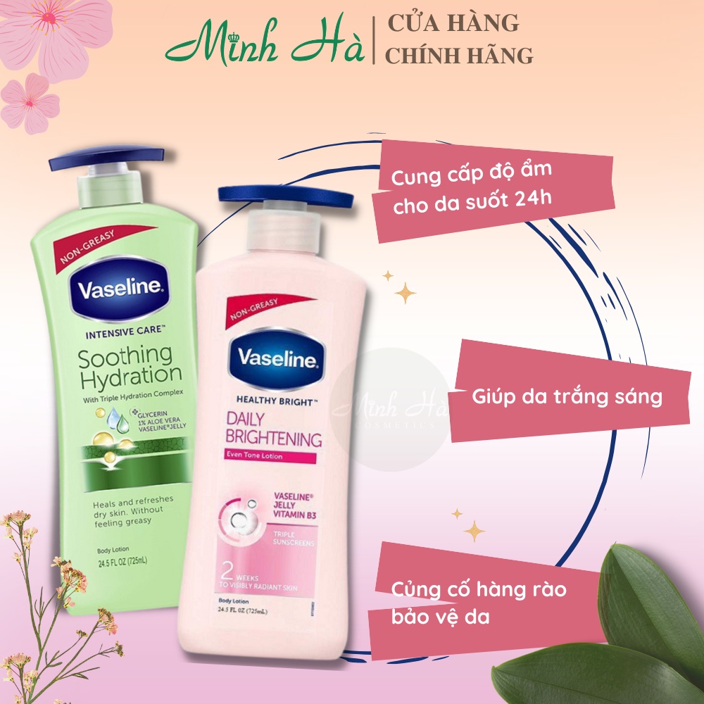 Sữa dưỡng thể Vaseline Healthy Bright Daily Brightening 725ml giúp dưỡng ẩm và làm trắng da