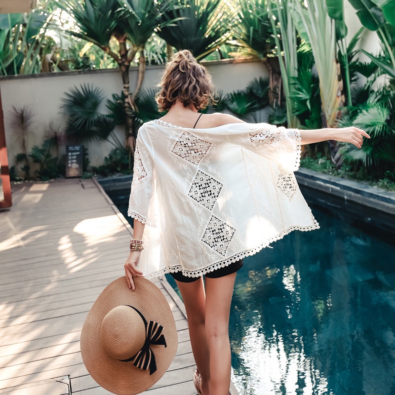 Áo Khoác Cardigan Chống Nắng Đi Biển Phối Ren Lỗ Thời Trang Mùa Hè Hàng Mới Dành Cho Bạn Nữ 2022