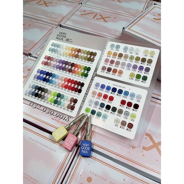 Set sơn gel Very Good nail 60 màu nắp vàng gold tone Hàn Quốc sơn đặc mướt tặng kèm bảng base top