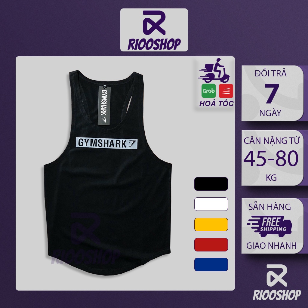 Áo thun nam ba lỗ Tanktop Shark tập gym cực đẹp RTL004 - áo phông nam thể thao Riooshop