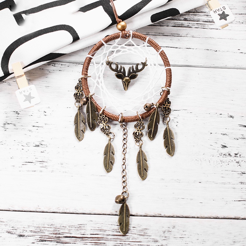 Dreamcatcher Đính Lông Vũ Treo Tường Trang Trí Phòng Ngủ Xe Hơi Tặng Kèm Móc Dán