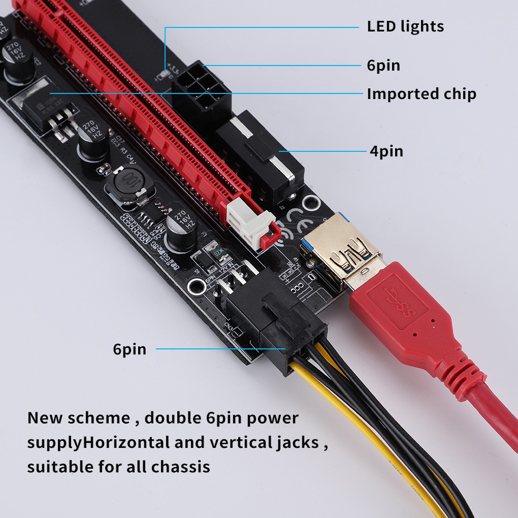 RISER VGA Ver 009s new - Card Mở Rộng Usb 3.0 Pci-e 1x Sang 16x - BTC Mining