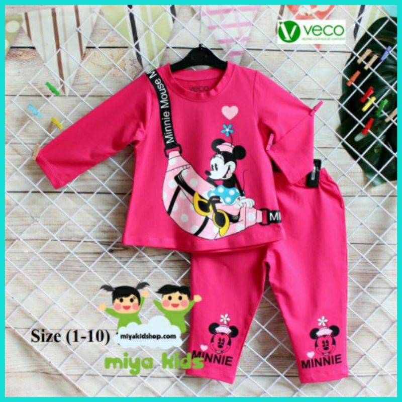 Bộ thun tay dài Minnie Bé gái đáng iu (8-28kg)