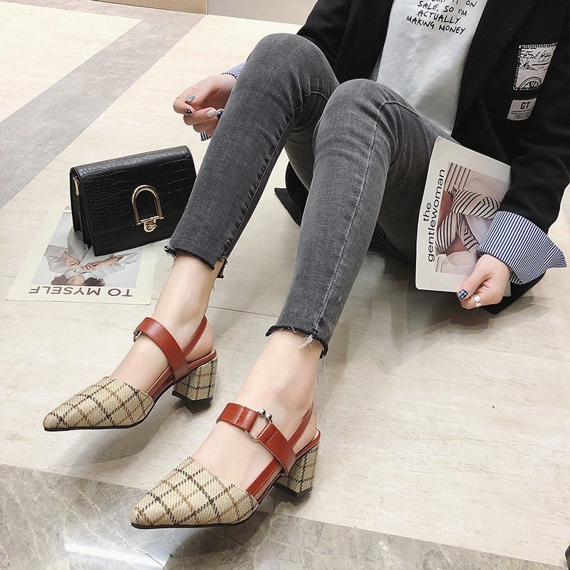 Giày sandal cao gót  IELGY mũi nhọn phong cách Hàn Quốc thời trang cho nữ