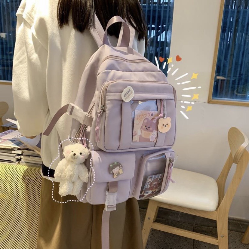 Balo Ulzzang Unisex Trong Suốt Phong Cách Hàn Quốc, Balo Đi Học Chống Nước 604ULZ