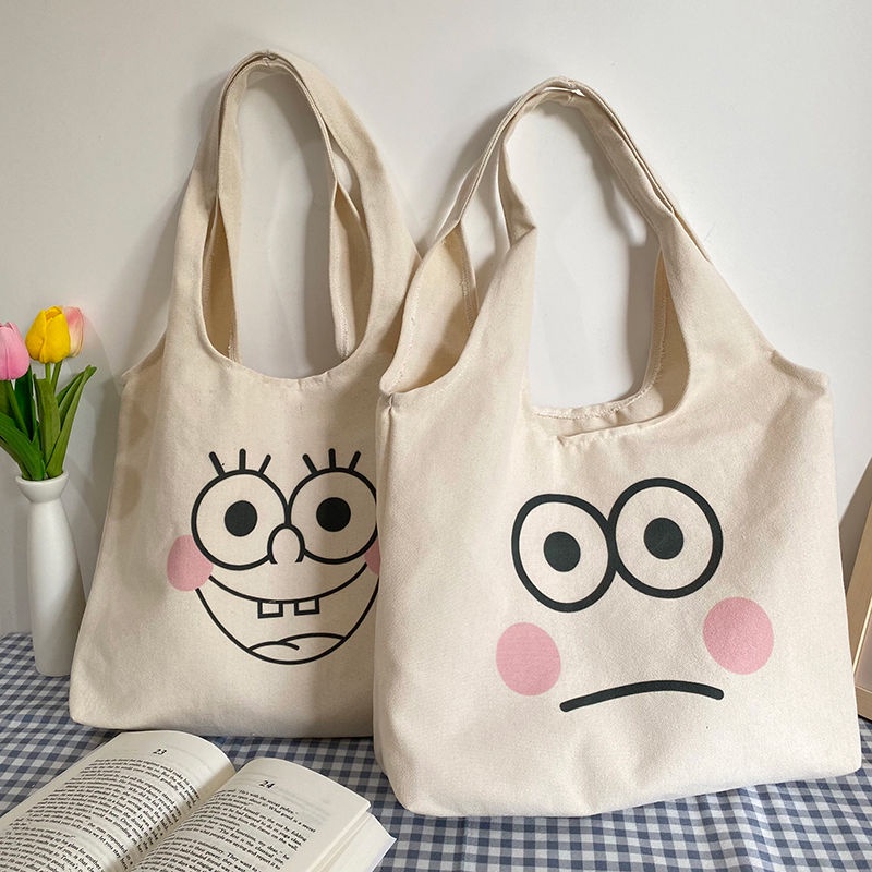 Túi Xách Canvas Họa Tiết Hoạt Hình Phong Cách Hàn Quốc Cho Nữ Sinh