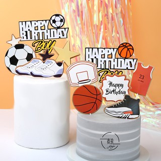 Set que cắm HPBD giày + bóng rổ_Phụ kiện trang trí bánh